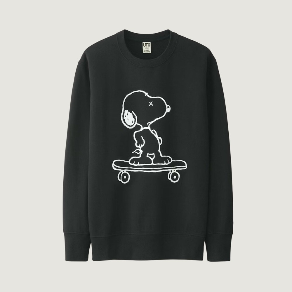 Uniqlo Sweatshirt KAWS‎ x Peanuts Snoopy Skateboard Black Large